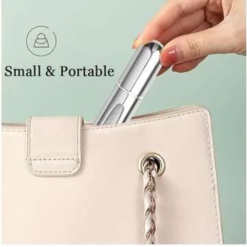 Ryanste 4 Pcs Refillable Travel Perfume Bottle, 5 ml Mini Perfume Refillable Bottle Portable Travel Fragrance Atomizer for Outdoor Travel (Black + Silver)