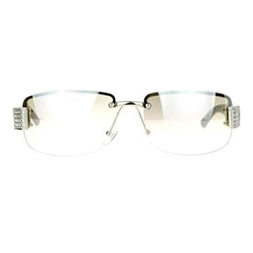 SA106 Rimless Rhinestone Jewel Hinge Luxury Bling Sunglasses