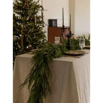 MISSPIN 9FT Artificial Norfolk Pine Garlands, Real Touch Winter Pine Garland, Green Artificial Greenery Garland for Table, Mantle, Wall, Indoor, Outdoor Christmas Decorations (Original Green)