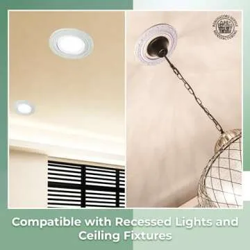 Renovators Supply Manufacturing Recessed Spot Light Trim White Urethane Recessed Decorative Ceiling Medallion 6" ID X 10" OD Light Rosette Water Resistant Ceiling Moulding Pack of 10