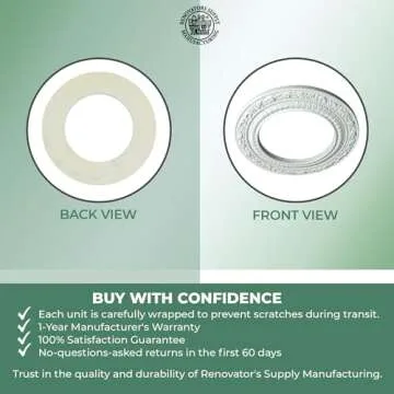 Renovators Supply Manufacturing Recessed Spot Light Trim White Urethane Recessed Decorative Ceiling Medallion 6" ID X 10" OD Light Rosette Water Resistant Ceiling Moulding Pack of 10