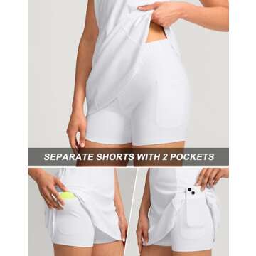 Soothfeel Golf Dress for Women Tennis Dresses with Shorts Pockets Sleeveless Sport Active Workout Athletic Dress (White#Black,L)