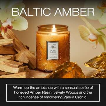 Voluspa Baltic Amber Candle with 50 Hour Burn Time