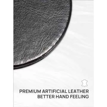 OMIRO 1X/10X(300R) Magnifying Compact Mirror with PU Leather, Ultra-Portable for Purses and Travel, Round Black