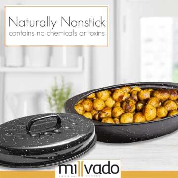 Millvado Roasting Pan with Lid for Healthy Cooking