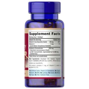 Puritan's Pride Triple Strength Cranberry Fruit Concentrate 12,600 Mg, Supports Urinary and Bladder Health, 100 Count