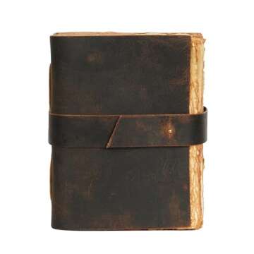 LEATHER VILLAGE Leather Journal - 288 Vintage Deckle Paper of 200 GSM (A5) 8X6 inches - Thick Leathe...