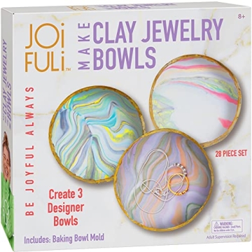 JOiFULi Make Your Own Clay Jewelry Bowls Arts and Crafts Kit, Clay Jewelry Dish Kit, Birthday Gifts ...