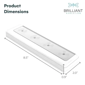 Brilliant Evolution Wireless Ultra Thin LED Light Bar - Battery Operated Lights for Kitchen Under Cabinet, Closet, and Counter Lighting - Stick On Push Light, 65 Lumens, Warm White - 8.5x2x1-Inch