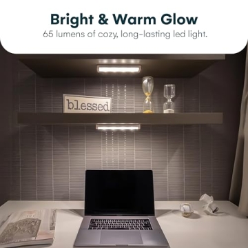 Brilliant Evolution Wireless Ultra Thin LED Light Bar - Battery Operated Lights for Kitchen Under Cabinet, Closet, and Counter Lighting - Stick On Push Light, 65 Lumens, Warm White - 8.5x2x1-Inch