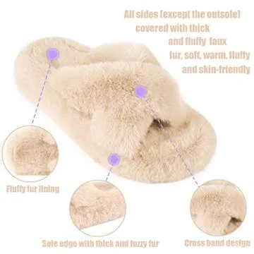 WATMAID Women's Fuzzy Slippers - Soft, Anti-Skid Comfort