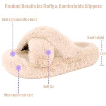 WATMAID Women's Fuzzy Slippers - Soft, Anti-Skid Comfort