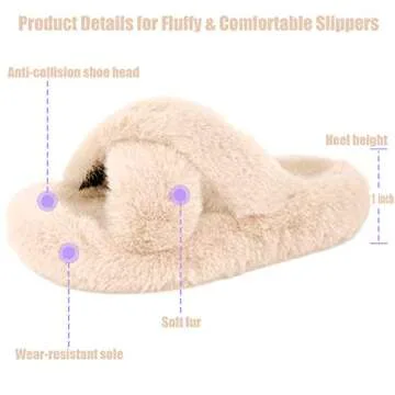 WATMAID Women's Fuzzy Slippers - Soft, Anti-Skid Comfort