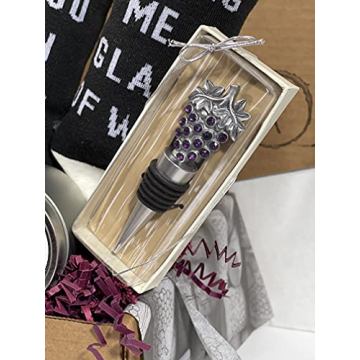 Wine Lovers Gift Basket Box with Bring Me Some Wine Socks Wine Glass and Bottle Tote