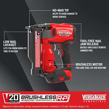CRAFTSMAN V20 RP Pin Nailer Ideal for Crafters and DIY Enthusiasts