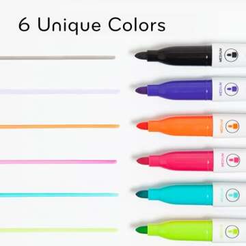 U Brands Fine Tip Dry Erase Markers, Mini Size Whiteboard Markers, Low Odor, Assorted Bright Colors, Set of 6