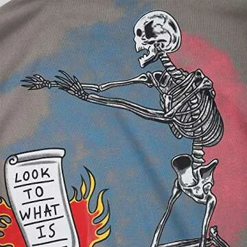 NAGRI I Am Loving Awareness Graphic Sweatshirt Men Letter Print Crewneck Hip Hop Streetwear Hoodie Grey Small