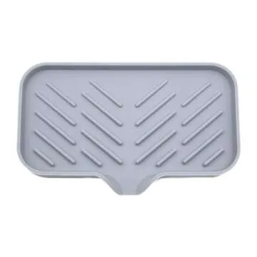 jyibinee Drain Mat, Silicone Soap Dish, Anti-Skid with Drain Spout Counter Sink Organizer Sponge Hol...