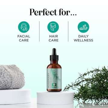 Pure Rosemary Oil for Hair Care - Volumizing Aromatherapy Rosemary Essential Oil for Diffuser Plus Hair Skin and Nail Care - Nourishing Rosemary Hair Oil for Enhanced Shine and Dry Scalp Care (2oz)