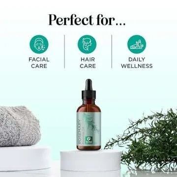 Pure Rosemary Oil for Hair Care - Volumizing Aromatherapy Rosemary Essential Oil for Diffuser Plus Hair Skin and Nail Care - Nourishing Rosemary Hair Oil for Enhanced Shine and Dry Scalp Care (2oz)