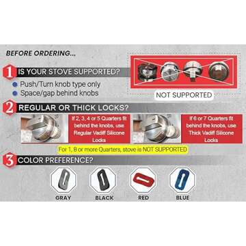 Vadiff Gas Stove Knob Locks for Toddlers & Pets - Easy Install
