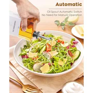 KFM Set Of 4 Olive Oil Dispenser for Kitchen, 17oz Glass Oil Bottle with 2 Stainless Steel Pourers a...