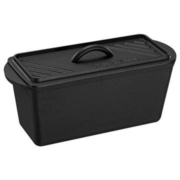 Navaris Cast Iron Bread Loaf Pan with Lid - 13x5 Inches, Versatile & Durable
