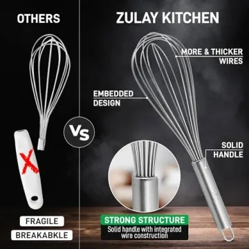 Zulay 3 Pack Stainless Steel Whisk Set - Kitchen Essential
