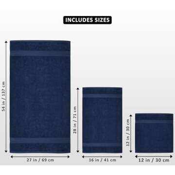 Utopia Towels 8-Piece Premium Towel Set, 2 Bath Towels, 2 Hand Towels, and 4 Wash Cloths, 600 GSM 10...