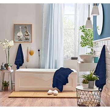Utopia Towels 8-Piece Premium Towel Set, 2 Bath Towels, 2 Hand Towels, and 4 Wash Cloths, 600 GSM 100% Ring Spun Cotton Highly Absorbent Towels for Bathroom, Gym, Hotel, and Spa (Navy Blue)