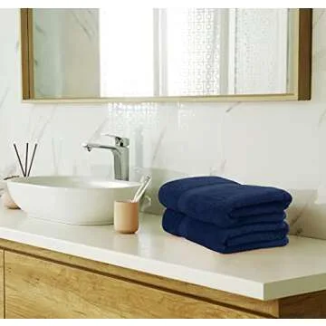 Utopia Towels 8-Piece Premium Towel Set, 2 Bath Towels, 2 Hand Towels, and 4 Wash Cloths, 600 GSM 100% Ring Spun Cotton Highly Absorbent Towels for Bathroom, Gym, Hotel, and Spa (Navy Blue)