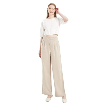 PACIBE Women's Linen Wide Leg Pants Summer Comfort