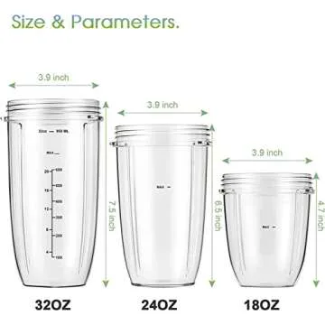 Durable 32oz NutriBullet Replacement Cups with Lids
