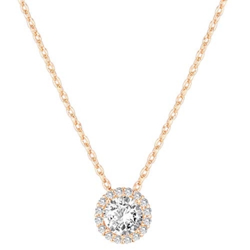 Elegant Rose Gold Faux Diamond Halo Necklace | PAVOI