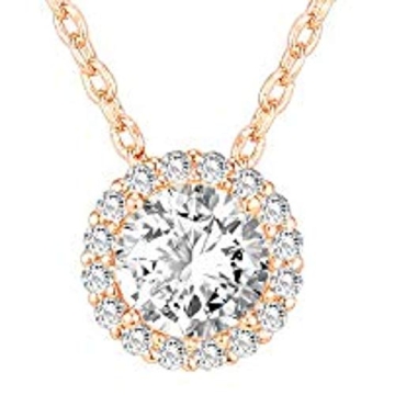 Elegant Rose Gold Faux Diamond Halo Necklace | PAVOI