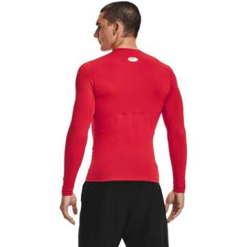 Under Armour Men's Armour HeatGear Compression Long-Sleeve T-Shirt , Red (600)/White, Medium