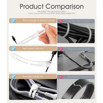 20Pcs Reusable Silicone Cable Ties for Easy Organization