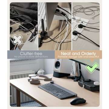 20Pcs Nearockle Reusable Cable Ties, Adjustable Silicone Cord Organizer Small Zip Ties for Charging Cords Earphone Computer Wire, Office Desk Cable Management Travel Accessories(White)