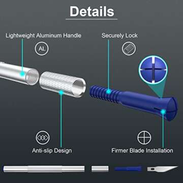 16 Piece Precision Craft Hobby Knife Kit, Utility Art Exacto Sharp Razor Knives Tool Set for Carving, Architecture Modeling, Scrapbooking, Sculpture, Wood Working-Stencil, DIY Art Work Cutting