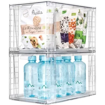 4Pack Clear Stackable Kitchen Storage Drawers for Organization