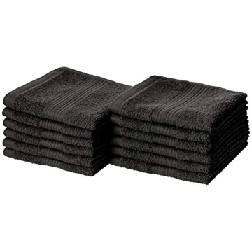 Amazon Basics Soft Cotton Washcloths Set 12-Pack Black