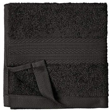 Amazon Basics Soft Cotton Washcloths Set 12-Pack Black