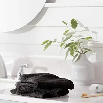 Amazon Basics Soft Cotton Washcloths Set 12-Pack Black