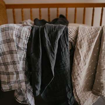 Parker Baby Co. Swaddle Blankets - Pack of 3 of 100% Cotton Muslin Swaddle Blankets for Baby Boys and Girls - Unisex/Gender Neutral - Classics Set