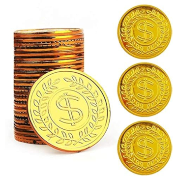 TCOTBE Pirate Gold Coins Plastic Set of 100 for Party Supplies, Treasure Hunts and Fun Activities