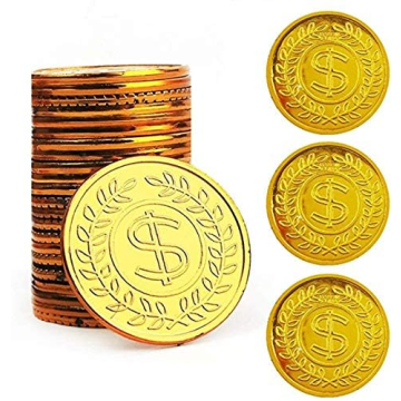 TCOTBE 100 Plastic Pirate Gold Coins for Parties