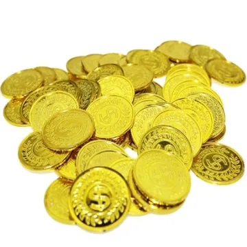 TCOTBE 100 Plastic Pirate Gold Coins for Parties