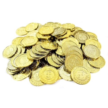 TCOTBE 100 Plastic Pirate Gold Coins for Parties