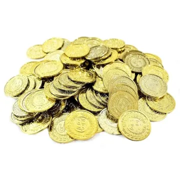TCOTBE 100 Plastic Pirate Gold Coins for Parties