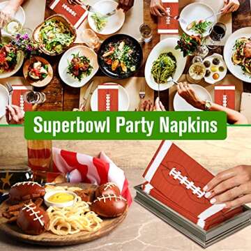 100 Football Napkins Super Bowl Paper Guest Towels 3 Ply Football Party Decorative Guest Napkins Dis...